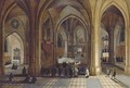 The interior of a Gothic cathedral with a procession - Peeter, the Younger Neeffs