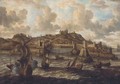 English and Dutch warships and Tunis galeasses before a fortified port, traditionally identified as Valetta - Peter van den Velde