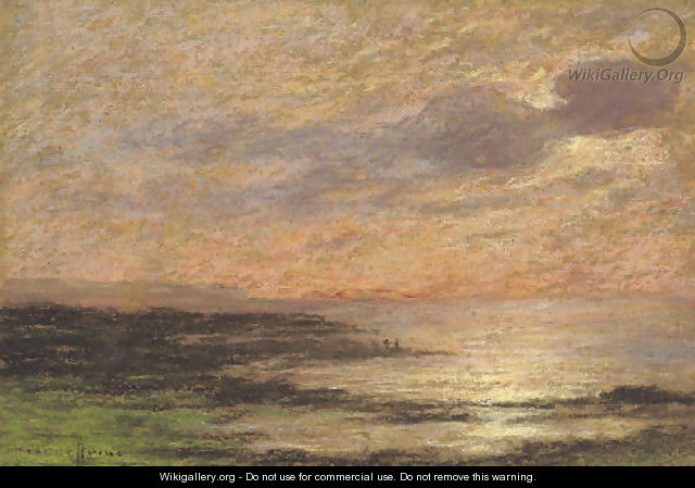 Soleil couchant sur la mer aA  Puys - Pierre Ernest Prins