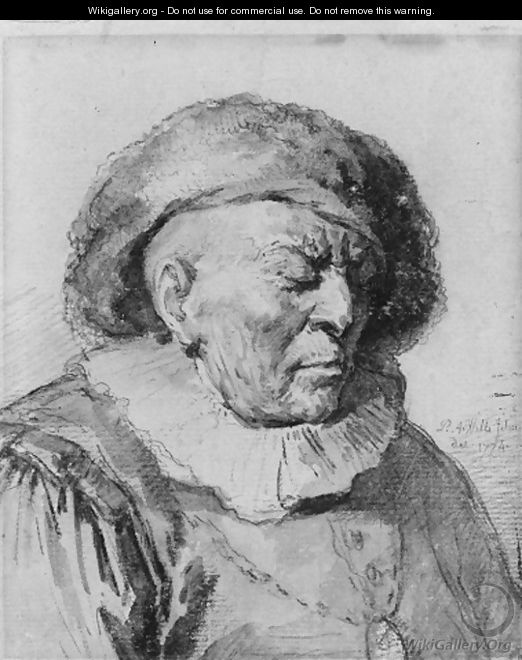 Portrait of an actor closing his eyes, bust-length - Pierre-Alexandre Wille