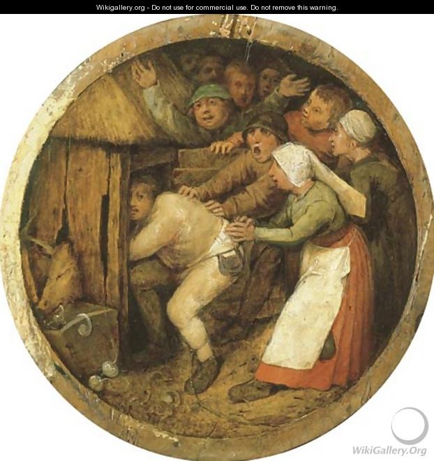 The Drunkard pushed into the Pigsty - Pieter the Elder Bruegel