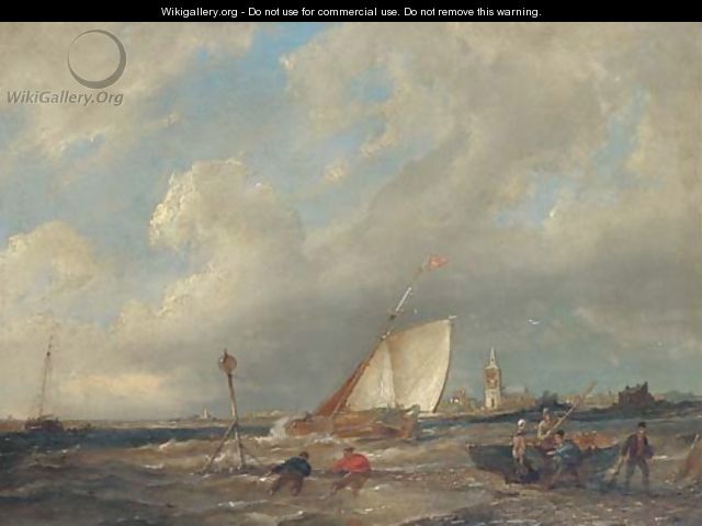 A blustery day on the Scheldt - Pieter Christiaan Cornelis Dommersen