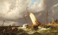 Riverview in Holland, figures fishing - Cornelis Christiaan Dommelshuizen