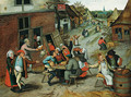 Villagers merrymaking outside the Swan Inn - Pieter The Younger Brueghel