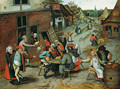 Villagers merrymaking outside the Swan Inn - Pieter The Younger Brueghel