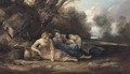 Three girls resting in a landscape - Thomas Barker of Bath