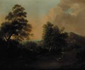 An extensive wooded landscape with drovers and cattle in the foreground - Thomas Barker of Bath