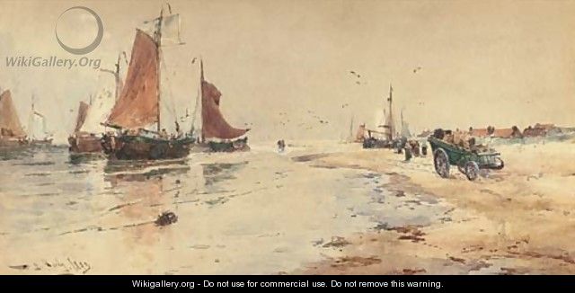 Waiting for the catch on the beach at Scheveningen - Thomas Bush Hardy