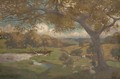 Cattle and sheep grazing in an autumnal landscape - Thomas Corson Morton