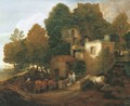 A lodge in a park, with children descending steps - Thomas Gainsborough