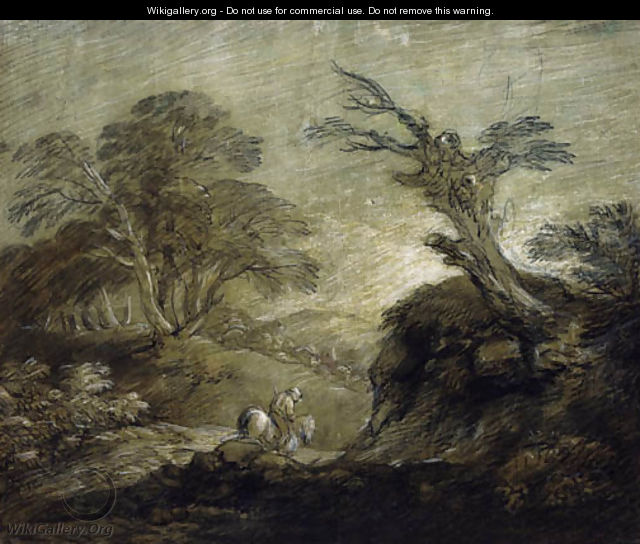 A horseman on a track in a wooded landscape - Thomas Gainsborough