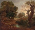 A wooded landscape with a pond and a figure on a path - Thomas Gainsborough