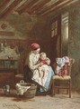 A mother and child at home - Theophile Emmanuel Duverger
