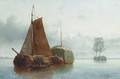 Haybarges and a two-master on a calm - Theo van Sluys