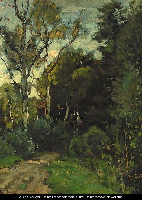 A sunlit birch forest - Theophile Emile Achille De Bock