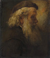 A bearded man, bust-length, in profile, in a cap - (after) Harmenszoon Van Rijn Rembrandt