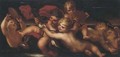 An allegory of Music, with putti playing music an overdoor - (after) Domenico Piola