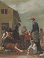 A peasant family with a man defleaing himself - (after) Michiel Sweerts