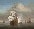 An English naval squadron announcing its departure from its anchorage - (after) Willem Van De, The Younger Velde