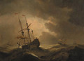 A merchantman in a storm with other shipping beyond - (after) Willem Van De, The Younger Velde