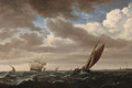 A kaag and other shipping in a fresh breeze - (after) Willem Van De, The Younger Velde