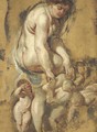 The Birth of the Rose Venus pulling a thorn from her foot, attended by Putti - (after) Sir Peter Paul Rubens