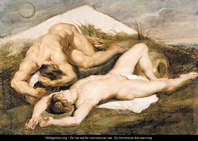 Study of two male nudes - (after) Sir Peter Paul Rubens