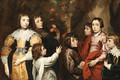 A Group Portrait, said to be the Bolingbroke family, in an ornamental garden - (after) Dyck, Sir Anthony van