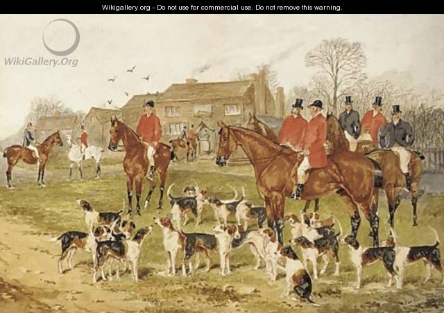 The meet at the Fox Inn, Bransford, Worcester; and On the scent - Sylvester Martin