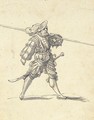 A Landsknecht carrying a pike and armed with a broadsword - Swiss School