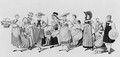 Fourteen women wearing Swiss costume - Swiss School