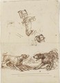 A caricature, a head and a dog - Stefano della Bella