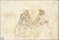 Three figures seated on a bench - Stefano della Bella