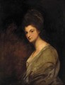 Portrait of a lady, half-length, in a white dress - (after) Romney, George