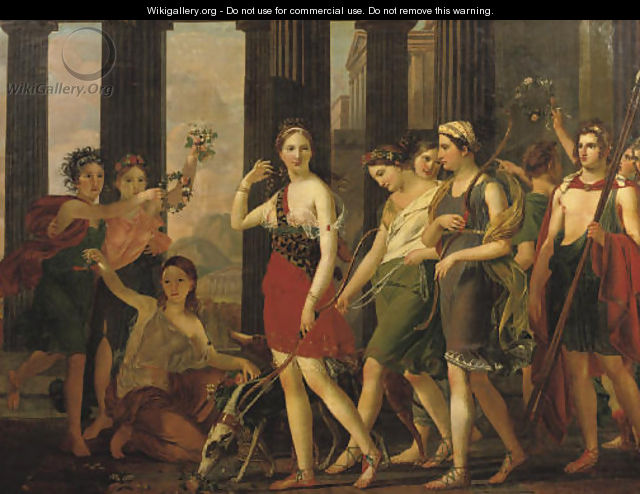 Anthia and her companions leaving for a hunting party - (after) Joseph Paelinck