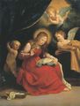 The Virgin sewing, accompanied by two Angels and a putto - (after) Guido Reni