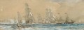 The Royal Yacht Victoria and Albert (II) leaving Cherbourg with her escorts, August 1858 - Sir Oswald Walters Brierly