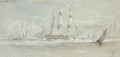 A frigate, Admiralty cutters and other shipping at Spithead - Sir Oswald Walters Brierly