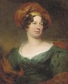 Portrait of a lady, half-length, in a green dress with a red and gold headdress - Sir William Beechey