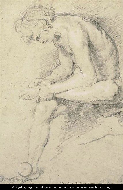 A nude youth in the pose of the Spinario - Peter Paul Rubens