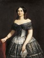 Portrait of a lady, half-length, wearing a silk and lace trimmed dress - Spanish School