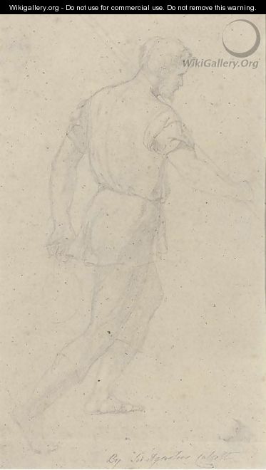 Study of a man holding a staff - Sir Augustus Wall Callcott