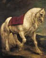 A bridled grey stallion, with a saddle cloth and partially plaited mane a modello - Sir Anthony Van Dyck