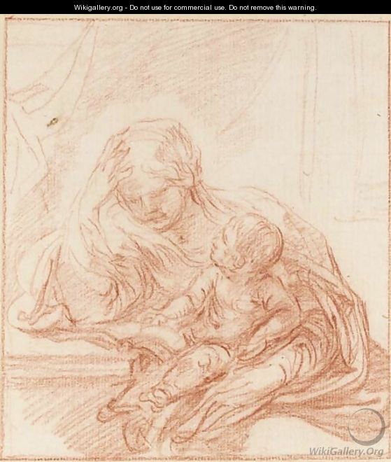 The Madonna reading to the Christ Child - Simone Cantarini (Pesarese)