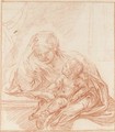The Madonna reading to the Christ Child - Simone Cantarini (Pesarese)