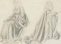 Studies of a woman seated and kneeling, possibly Fanny Cornforth - Sir Edward Coley Burne-Jones