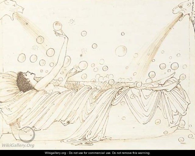 Caricature of May Gaskell in the bath - Sir Edward Coley Burne-Jones