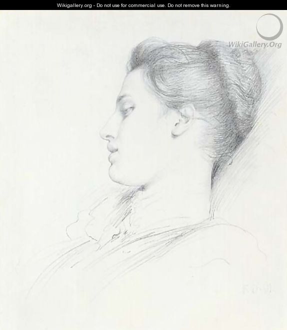 Portrait study of a young woman, in profile and with eyes downcast - Sir Frank Dicksee