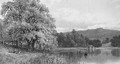 Figures having a Picnic beside a Lake in a mountainous Landscape - Ernest Albert Waterlow