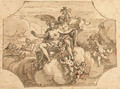 Zephyrus and Flora with putti and garlands on clouds - Sir James Thornhill